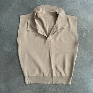 Milk Tea Collared Thin Knit Vest